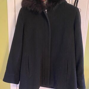 Elegant Black Fur-Trimmed Women's Coat